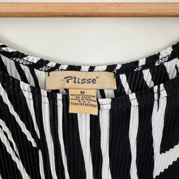 Plisse Medium Boxy Shift Dress Relaxed Fit Crinkle Stretch Accordion VTG 2000s - Picture 6 of 9